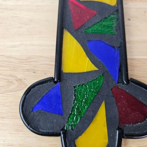 Mosaic Stained Glass Colorful Green Red Blue Yellow Cross Hanging Wall Decor 16